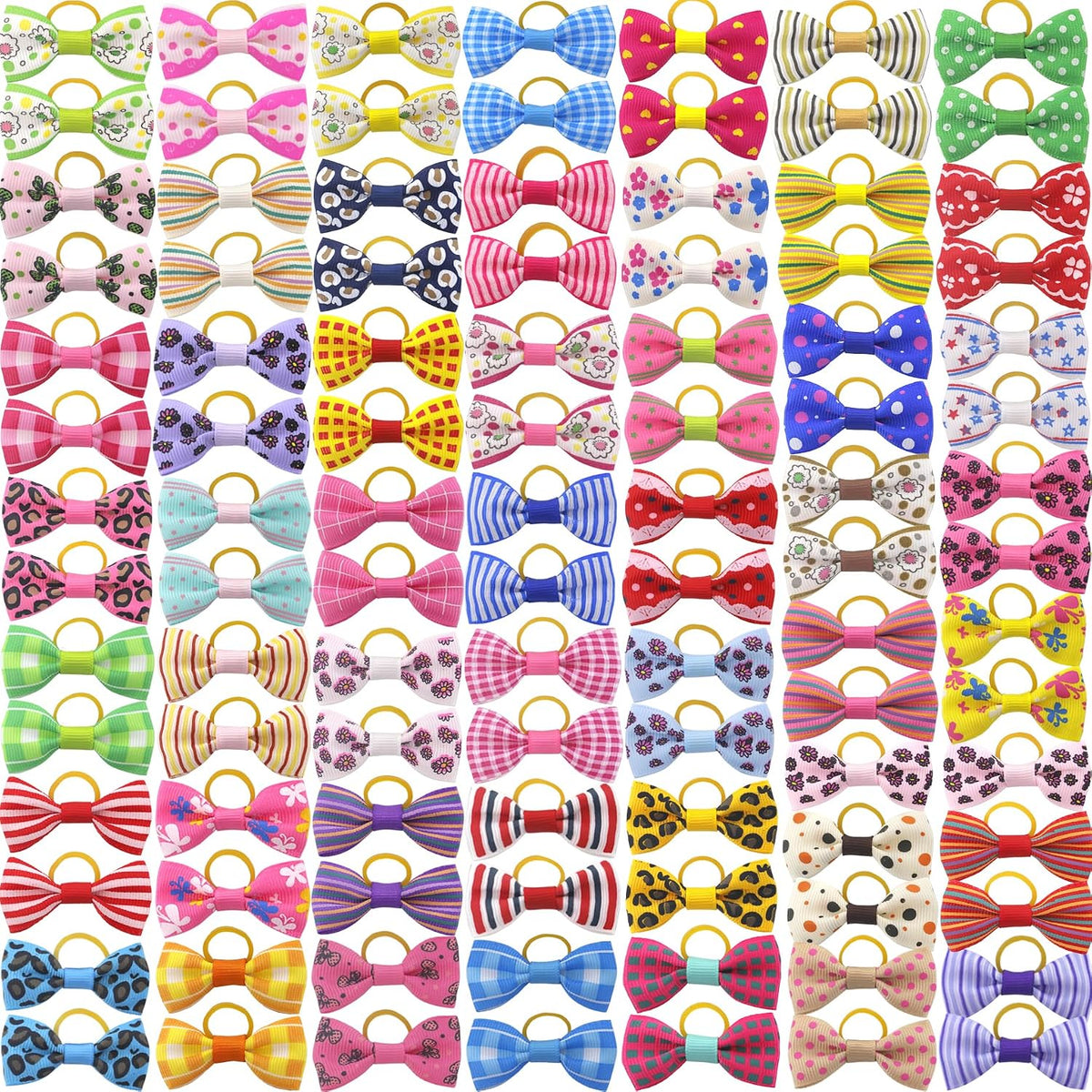 Dog Hair Bows Small Puppy Clips for Pet Grooming Accessories Doggy - 2in dog hair bows with Rubber Bands