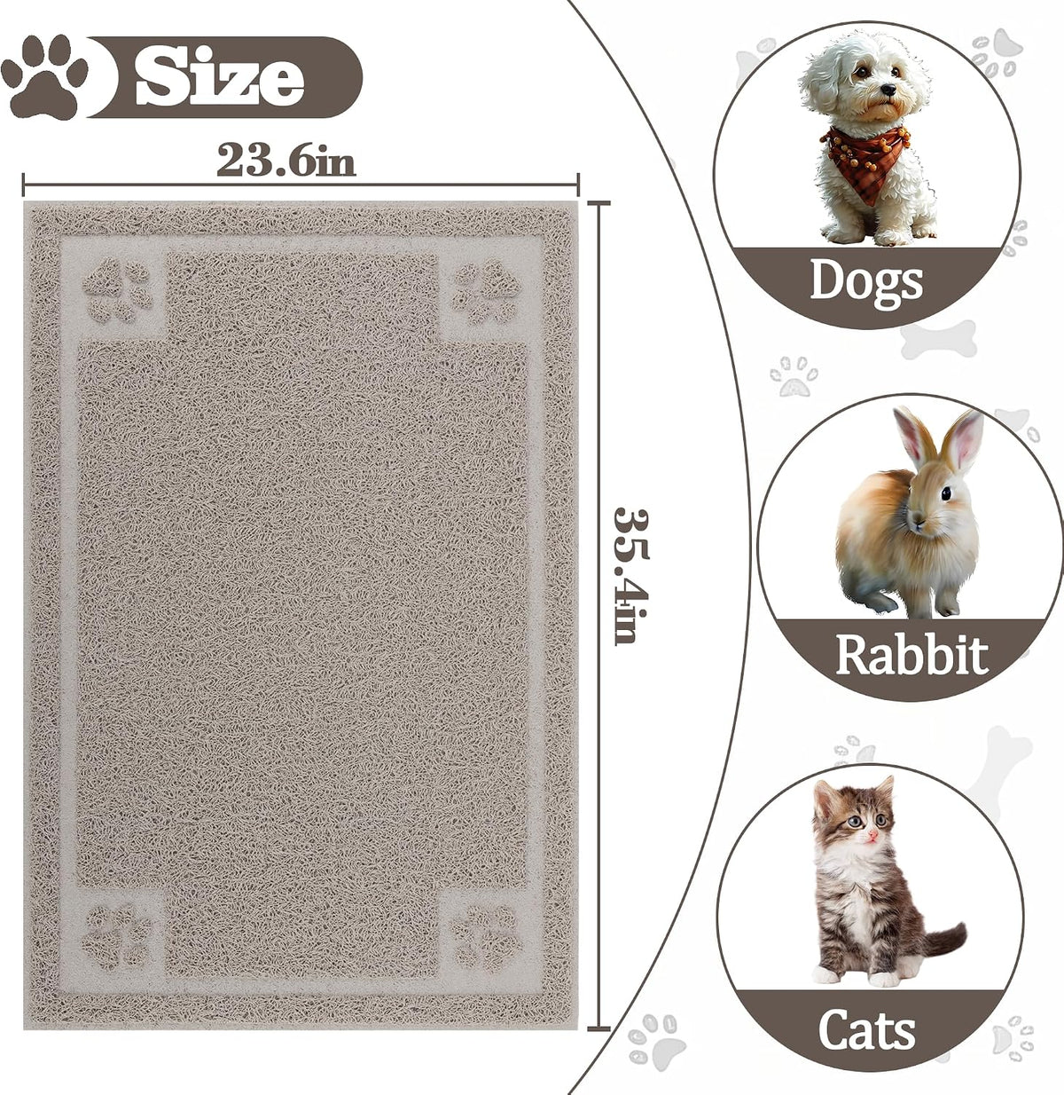 Darkyazi Pet Feeding Mat Large for Dogs and Cats - Gray Sand - image 2