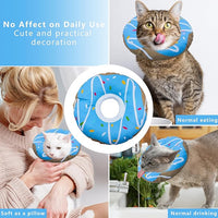 Cat Cone Collar Soft, Adjustable Cat Recovery Collar Kitten Cones to Stop Licking, Cute Donut E Collar After Surgery, Cats Neck Pillow Elizabethan Cones of Shame (Waterproof Blue, Large)