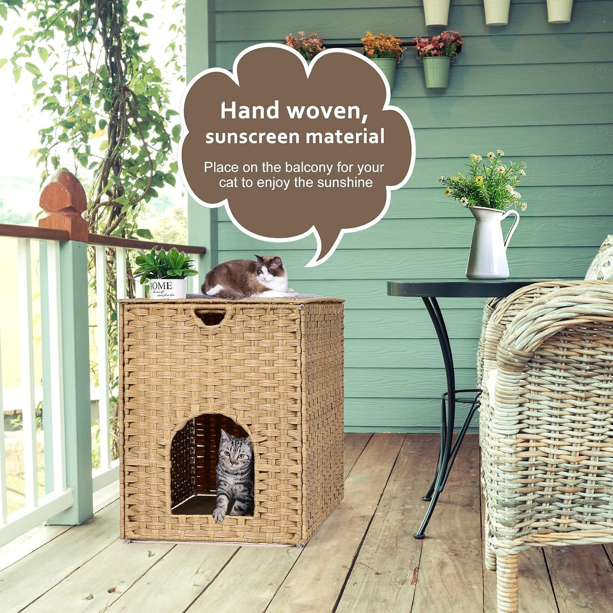 Large Cat Litter Box Enclosure - 30.3'' L X 18.2'' W X 20.5'' H / Natural - image 2
