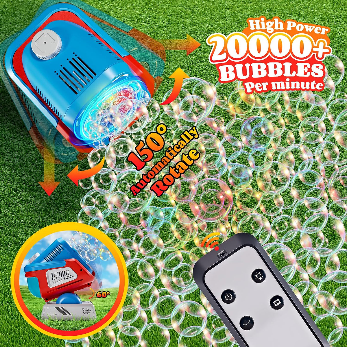 Upgraded Bubble Machine Outdoor Toys for Kids & Wedding Party – Fun for Kids & Family - Blue - image 3