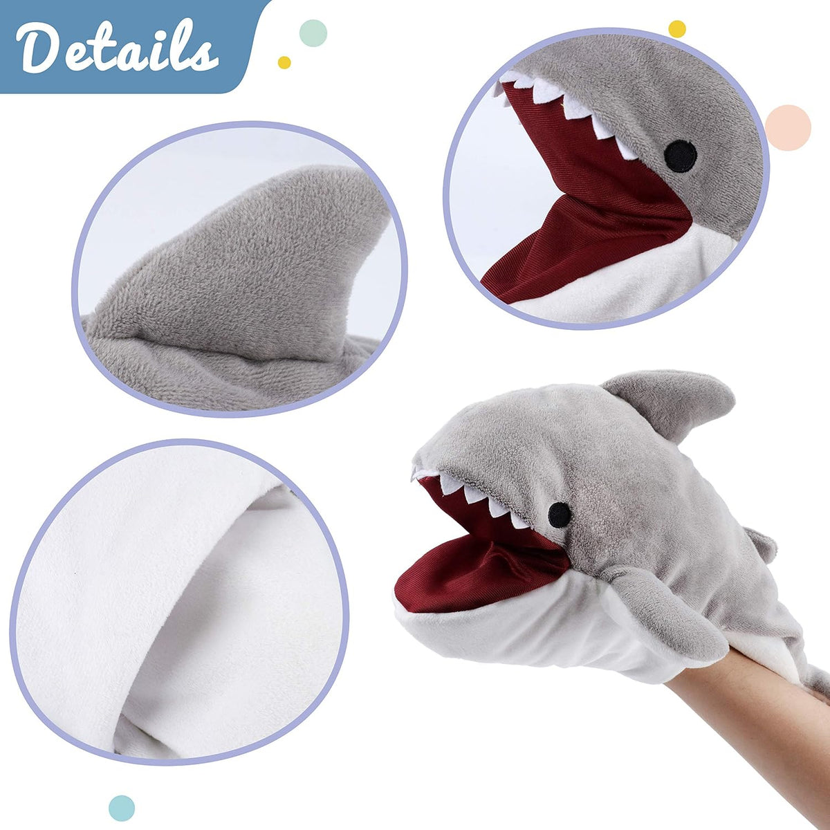 Hopearl white plush unicorn hand puppet with open movable mouth, 12 inches - view 9