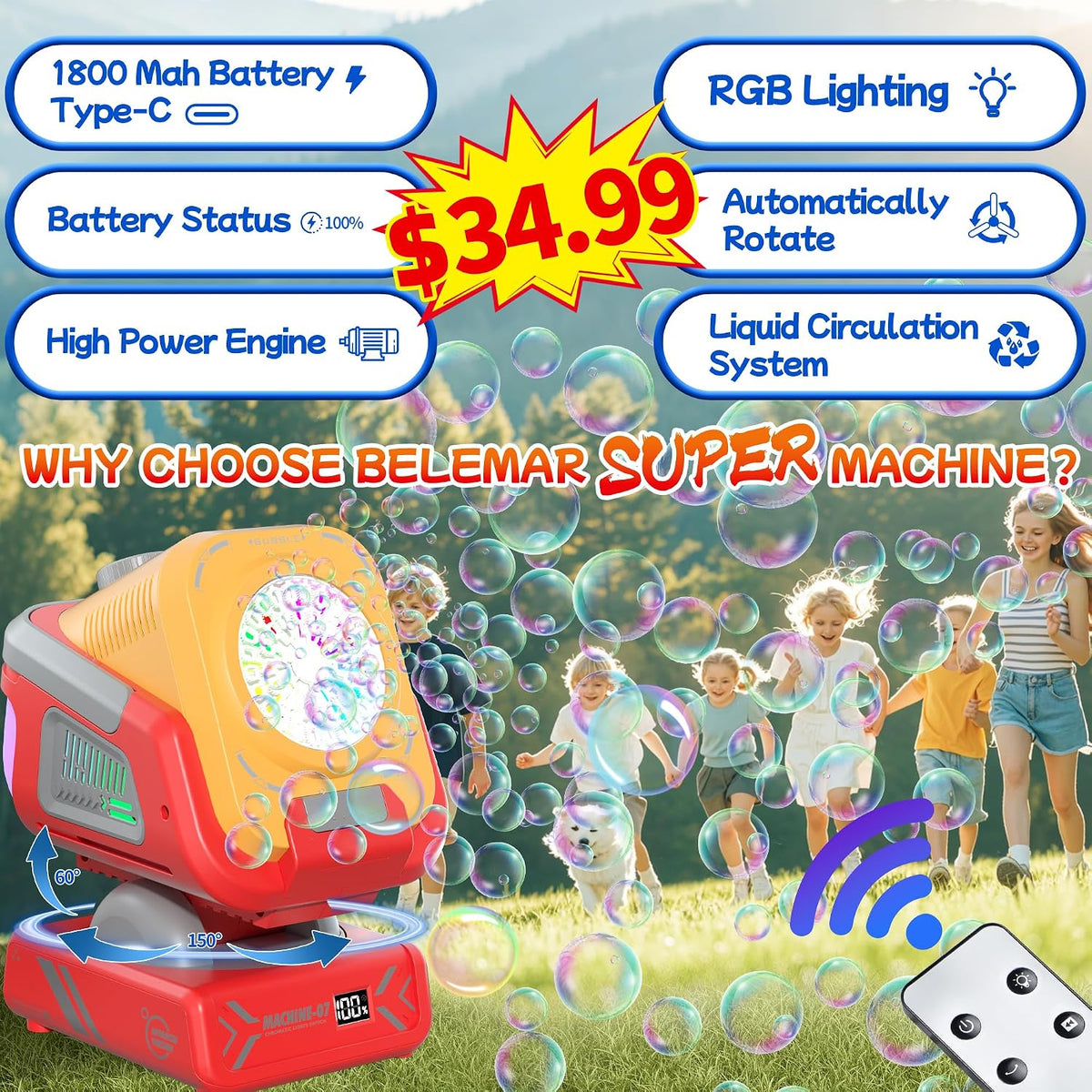 Upgraded Bubble Machine Outdoor Toys for Kids & Wedding Party – Fun for Kids & Family - Red - image 2
