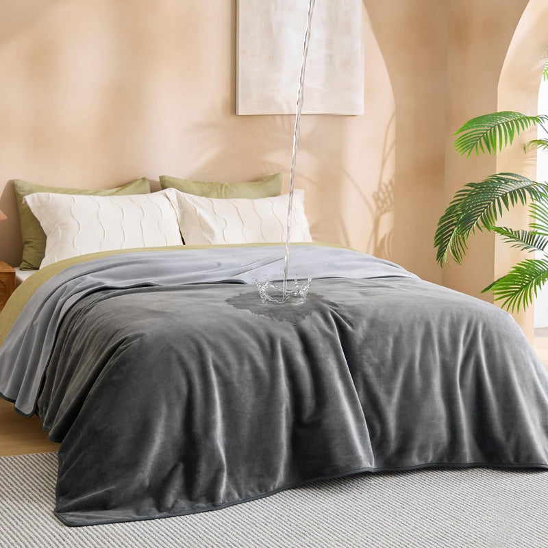 Bedsure Waterproof Blanket Soft Flannel Fleece Couch Cover - Queen(86x90") / Grey