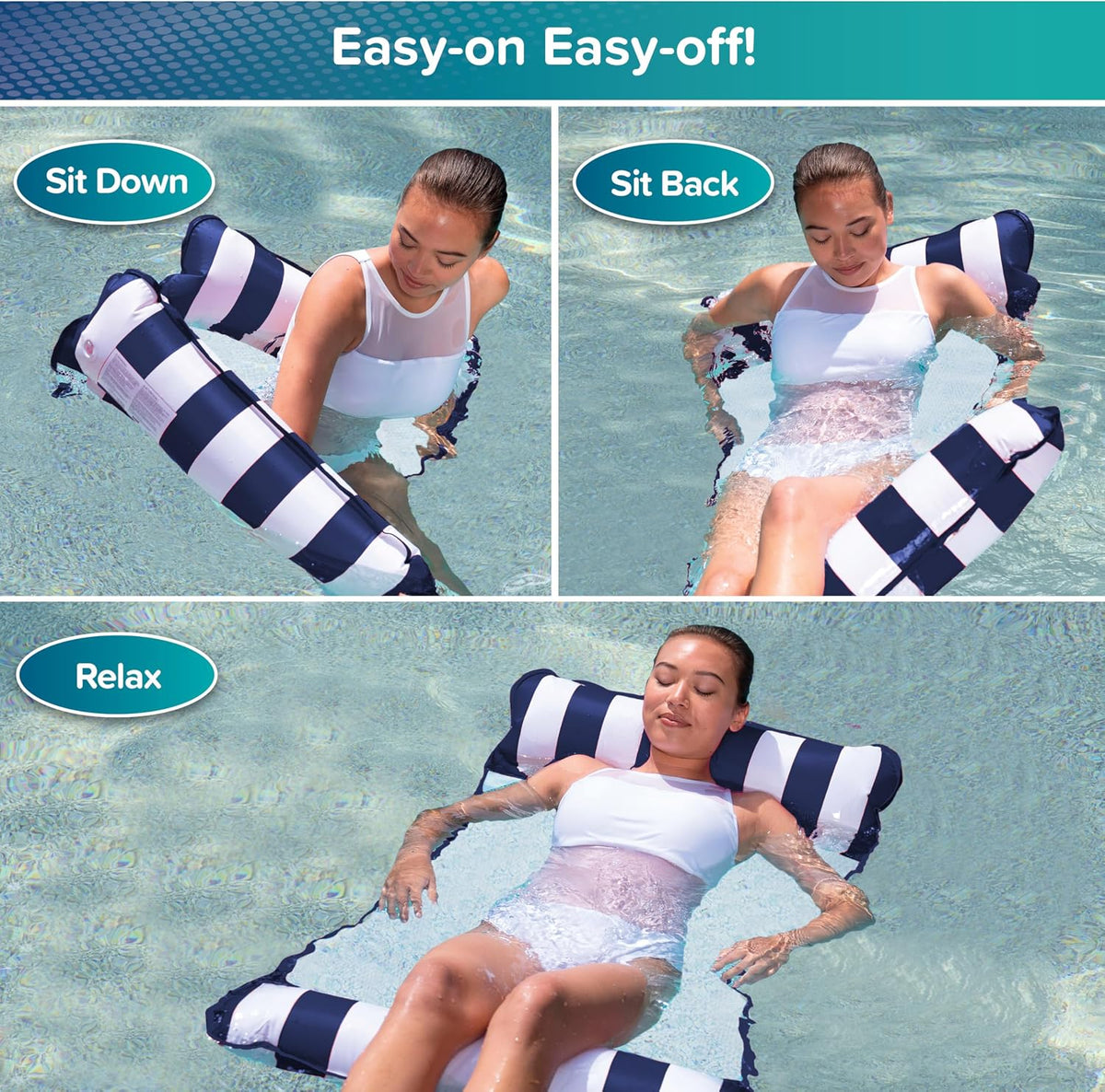 Aqua 4-in-1 Monterey Hammock Pool Float & Water Hammocks - Navy Blue / Monterey Hammock / 1 Pack - image 4