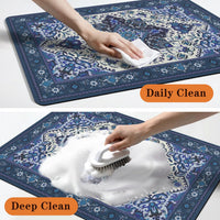 Pet Feeding Mat for Floors Cat Food Mat Waterproof Dog Food Mat - 20"L x 12"W / BlueBoho - image 3
