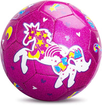 ZOOJOY size 3 kids soccer ball with pink unicorn glitter design - view 5