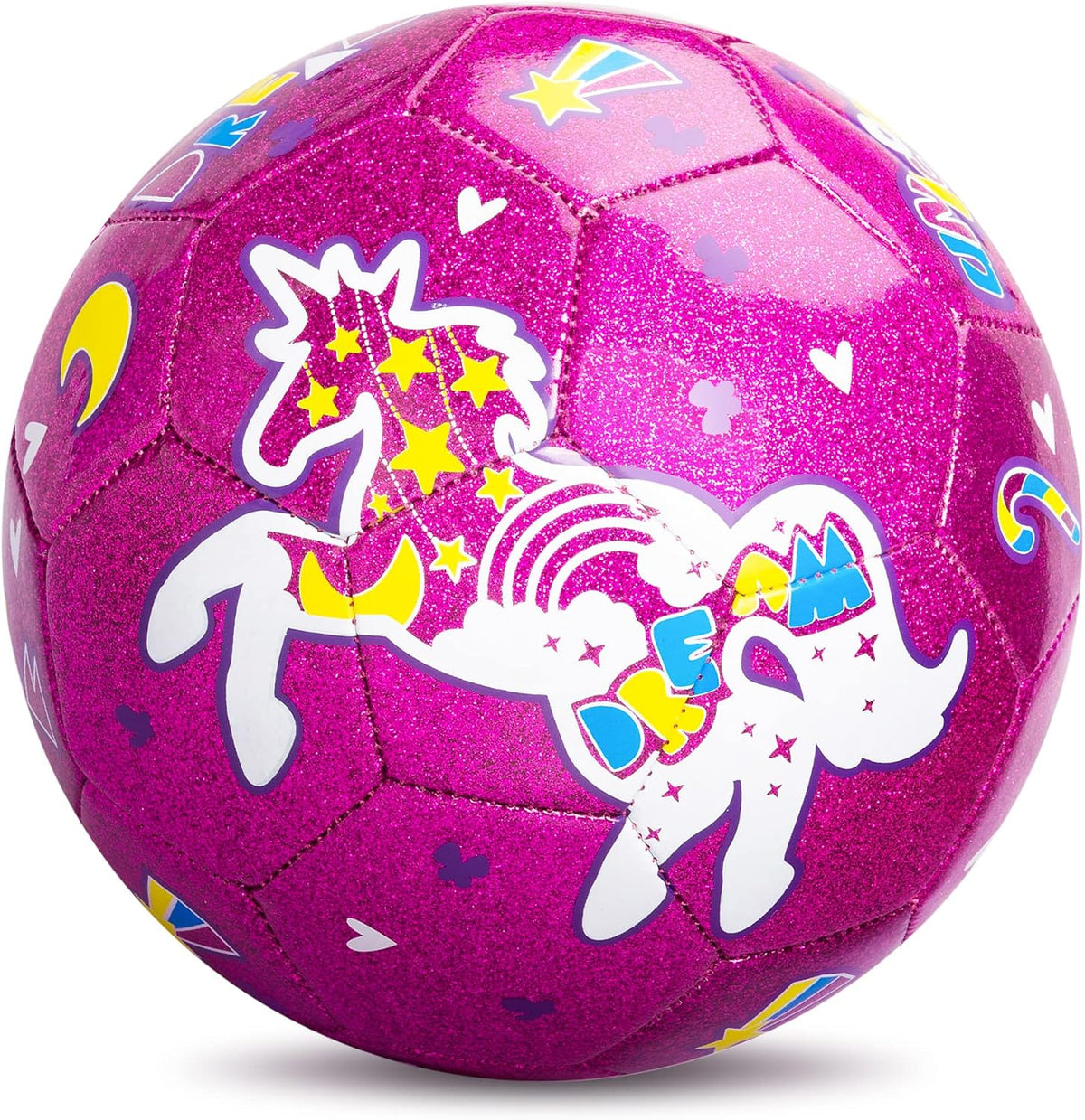 ZOOJOY size 3 kids soccer ball with pink unicorn glitter design - view 5