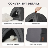 Bedsure 2in1 Cat Beds for Indoor Cats Cave for Kitten with Washable - M(16x16x16) / Dark Grey - image 4