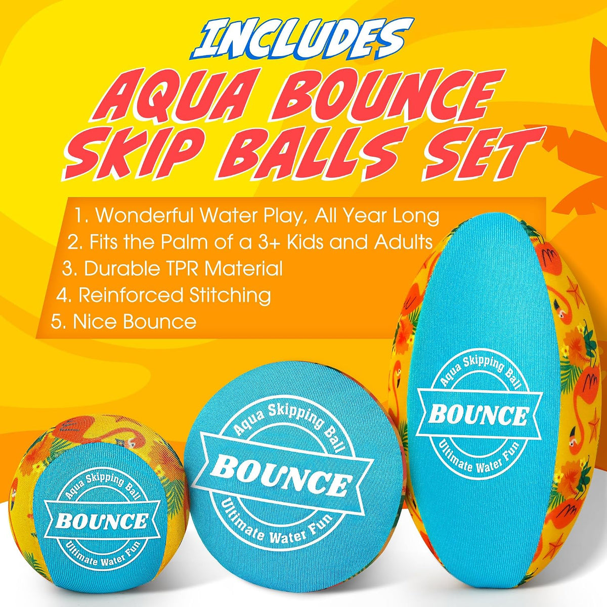 Billeeit. 5Pcs Rainbow Water Skipping Balls Set for Pool - Zest Tropical - image 4