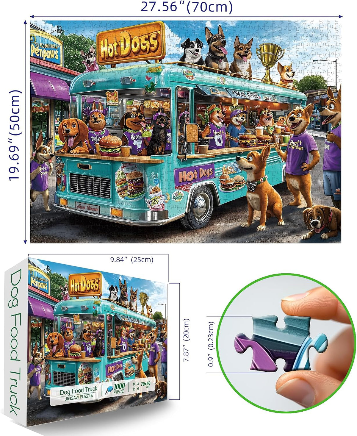 Blueforest Puzzles for Adults 500 Pieces - Dogs Food Truck Adventure / 27.5" x 19.7" - image 2