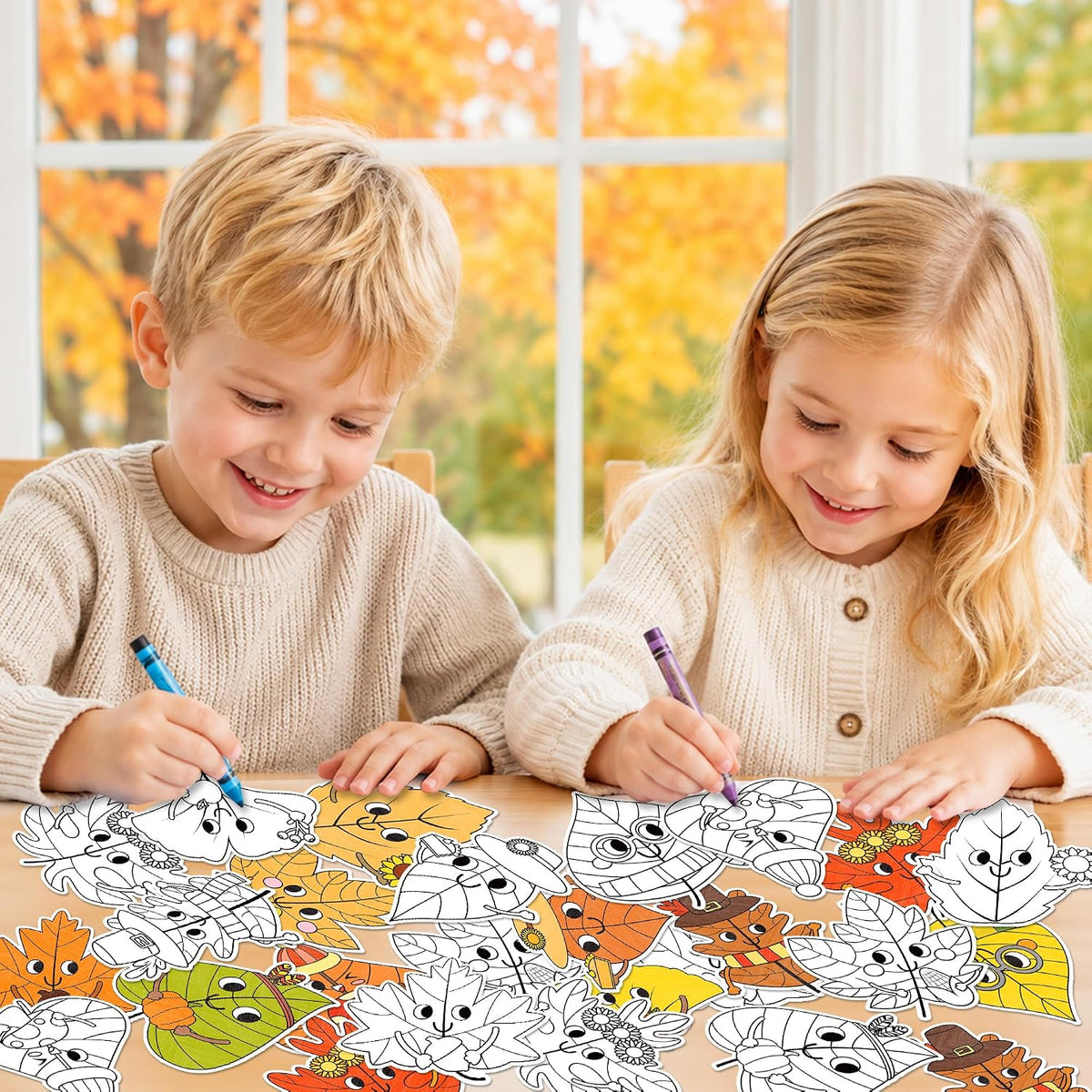 X1zuue fall leaf color your own magnet craft kit, 30 sets with maple and oak leaves - view 38