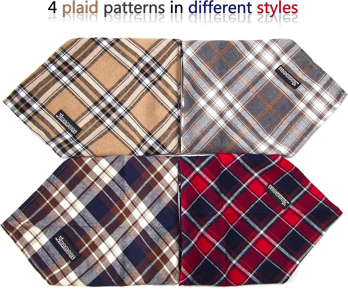 Soft Washable Plaid Bandanas for Dogs and Cats - Light Khaki / Large - image 2