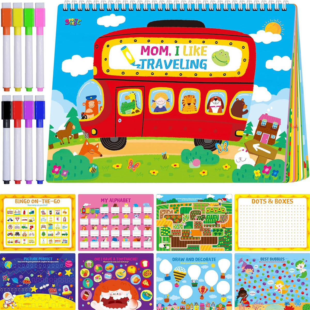 SpriteGru search and find book for kids with dry erase markers and storage bag - view 5