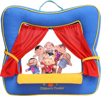 BETTERLINE 20 Piece Story Time Finger Puppets Set Cloth Velvet - Puppet Theater Blue / Finger Puppets