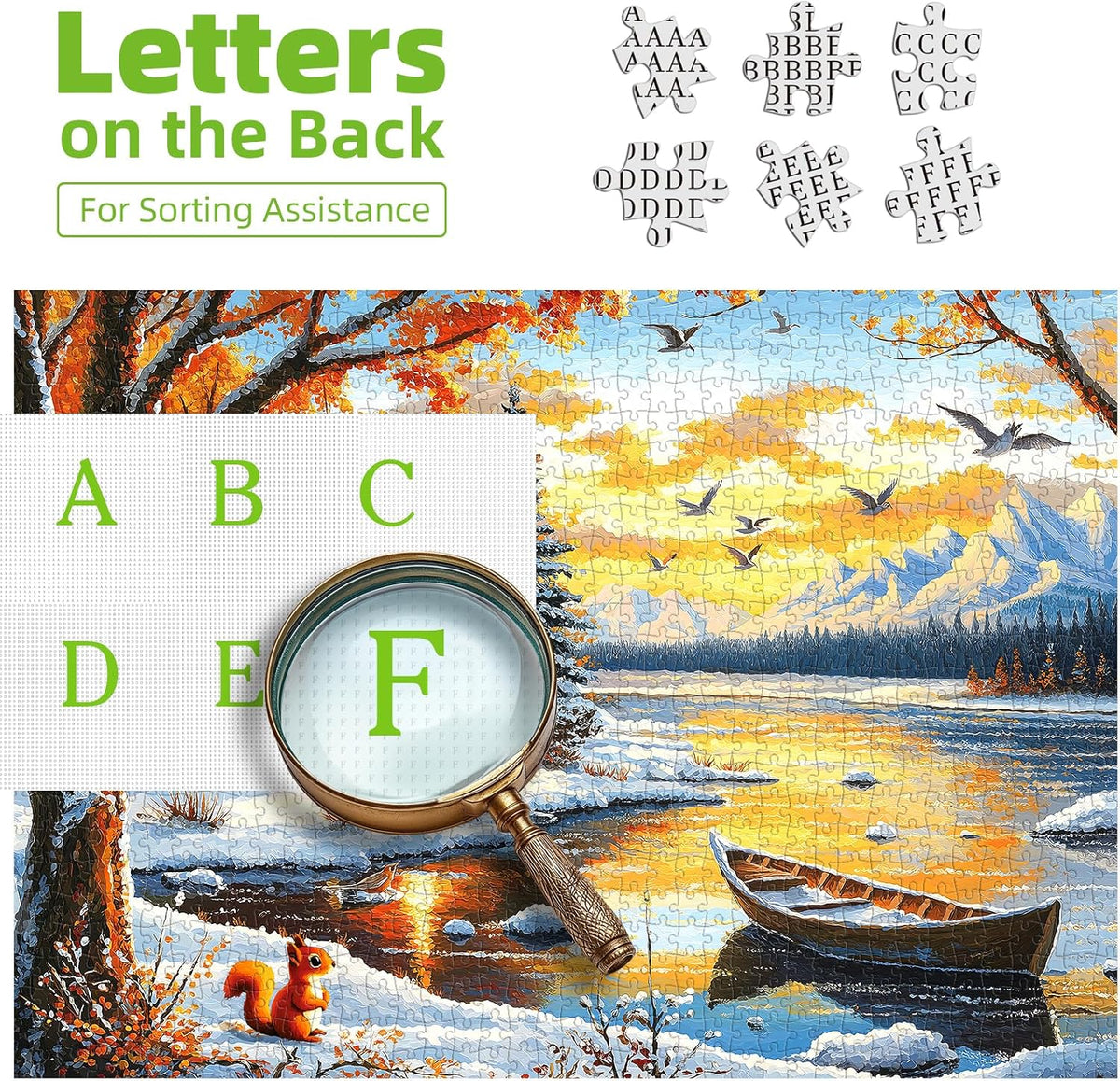 Halloween Puzzle 500 Piece with Lettered for Adults Gift - 1000piece - Lakeside Calm - 27.5x19.7" / Merry Xmas - image 2
