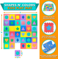 ProSource Kids Foam Puzzle Floor Play Mat with Shapes & Colors 36 - Shapes & Colors - image 2