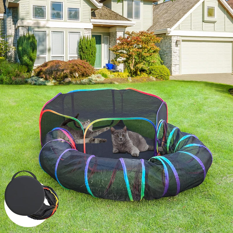 Outdoor Cat Enclosure, 2-in-1 Pop-up Portable Catio Playground – Essentials for Cats