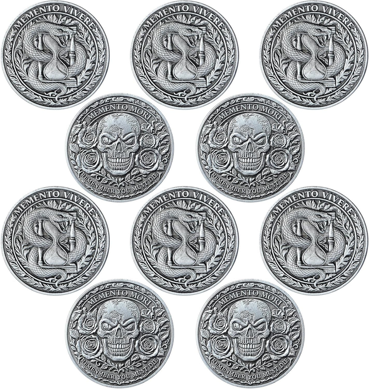 Misdary memento mori challenge coins in classic style copper finish with medallion box - view 4