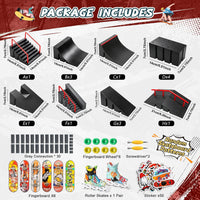 RNGODO 14-in-1 fingerboard skatepark set with ramps, rails, 8 finger skateboards and finger bike - view 9