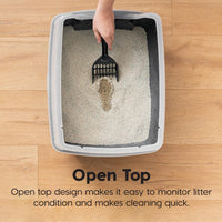 IRIS USA High Sided Cat Litter Box, Scatter Shield - Large / Black - image 3