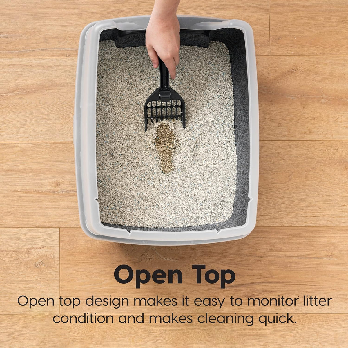 IRIS USA High Sided Cat Litter Box, Scatter Shield - Large / Black - image 3