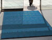 M+A Matting WaterHog Diamond | Commercial-Grade Entrance Mat with Rubber Border – Indoor/Outdoor, Quick Drying, Stain Resistant Door Mat (Blue, 4' x 8')