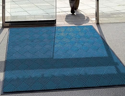 M+A Matting WaterHog Diamond | Commercial-Grade Entrance Mat with Rubber Border – Indoor/Outdoor, Quick Drying, Stain Resistant Door Mat (Blue, 4' x 8')
