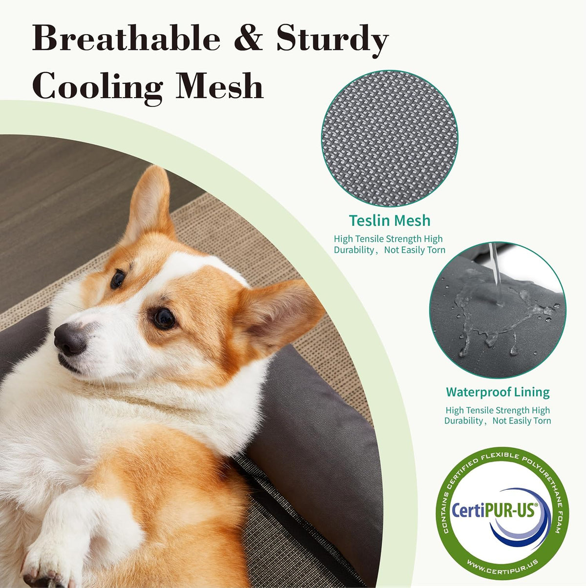 TJSOULER Cooling Elevated Dog Bed with Pillows - M(35x26x8)Inches / Deep Grey - image 3
