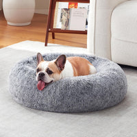 Donut Dog Bed Medium Size Dog, Round Cat Beds for Small Dogs – Essentials for Dogs - Grey / 20"L x 20"W x 8"Th