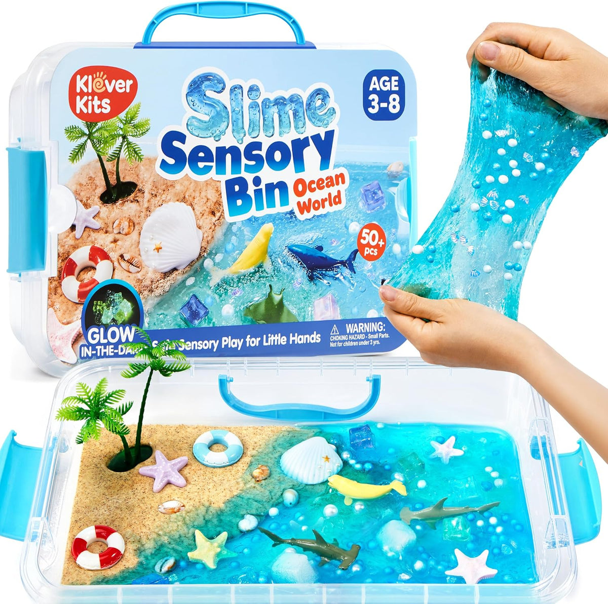 JOVA Klever Kits Construction Sensory Bin for kids Glow - Ocean