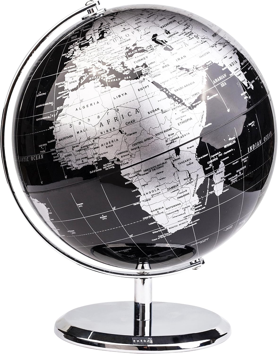 ANNOVA Metallic World Globe Black - 8-Inch