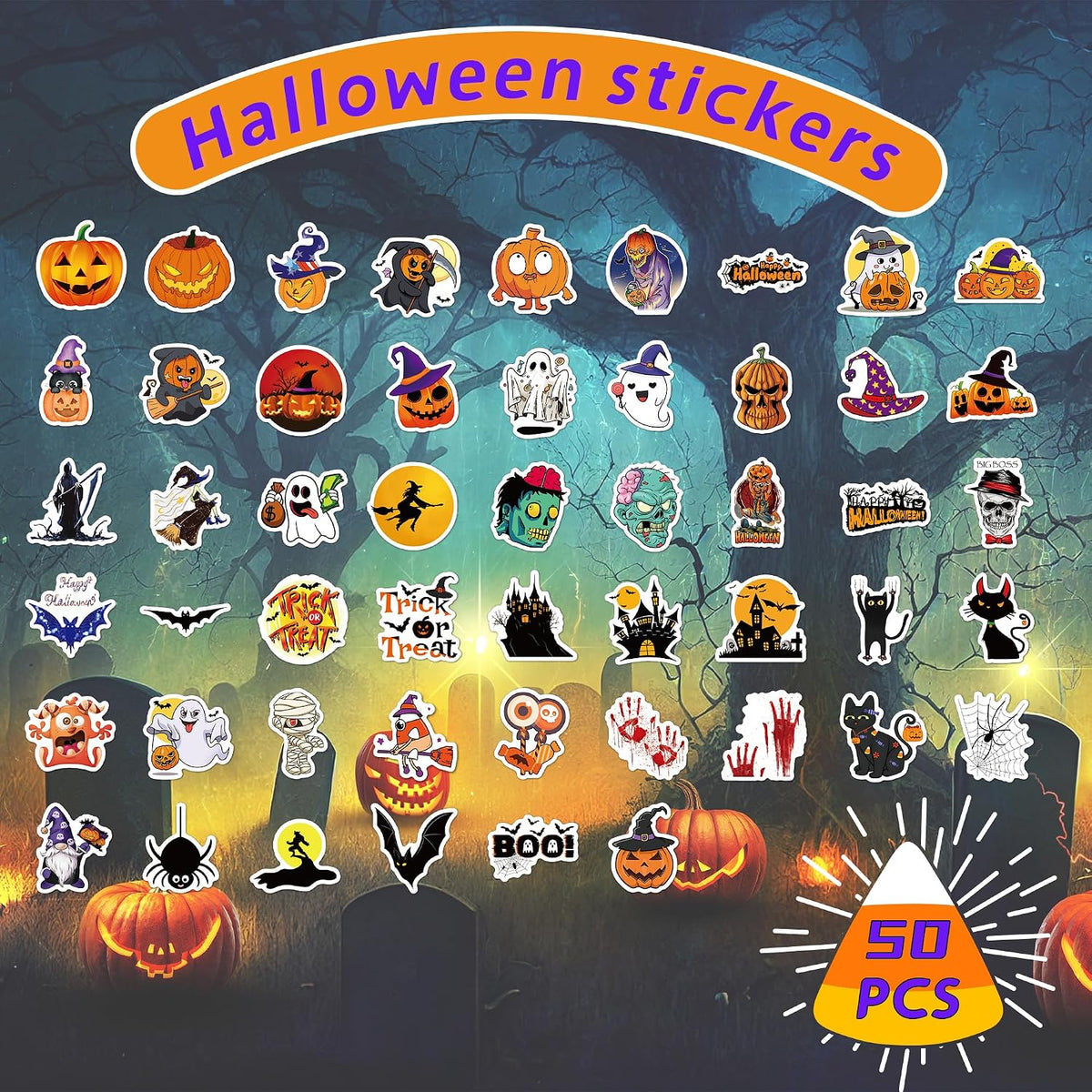 Stickers for Kids, Water Bottle Scrapbook Stickers for Toddlers - Halloween Stickers - image 2