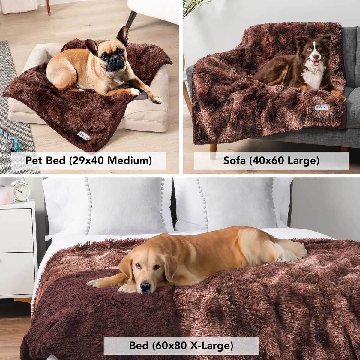 PetAmi Waterproof Dog Blanket for Couch Protector Pet Throw - Tie-dye Brown / Queen (90x90) - image 3