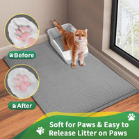 GRELY Cat Litter Mat,XL47''X 28'' Extra Large Litter Trapping Mat Kitty Rug – Daily Care for Cats - Grey / 2'4" x 3'11" (XL) - image 3