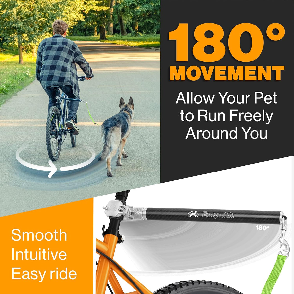 V2.0-180° Rotating Dog Bike Leash - Green - image 2