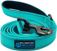 Max and Neo Reflective Nylon Dog Leash - 6 FT x 1" Wide / TEAL