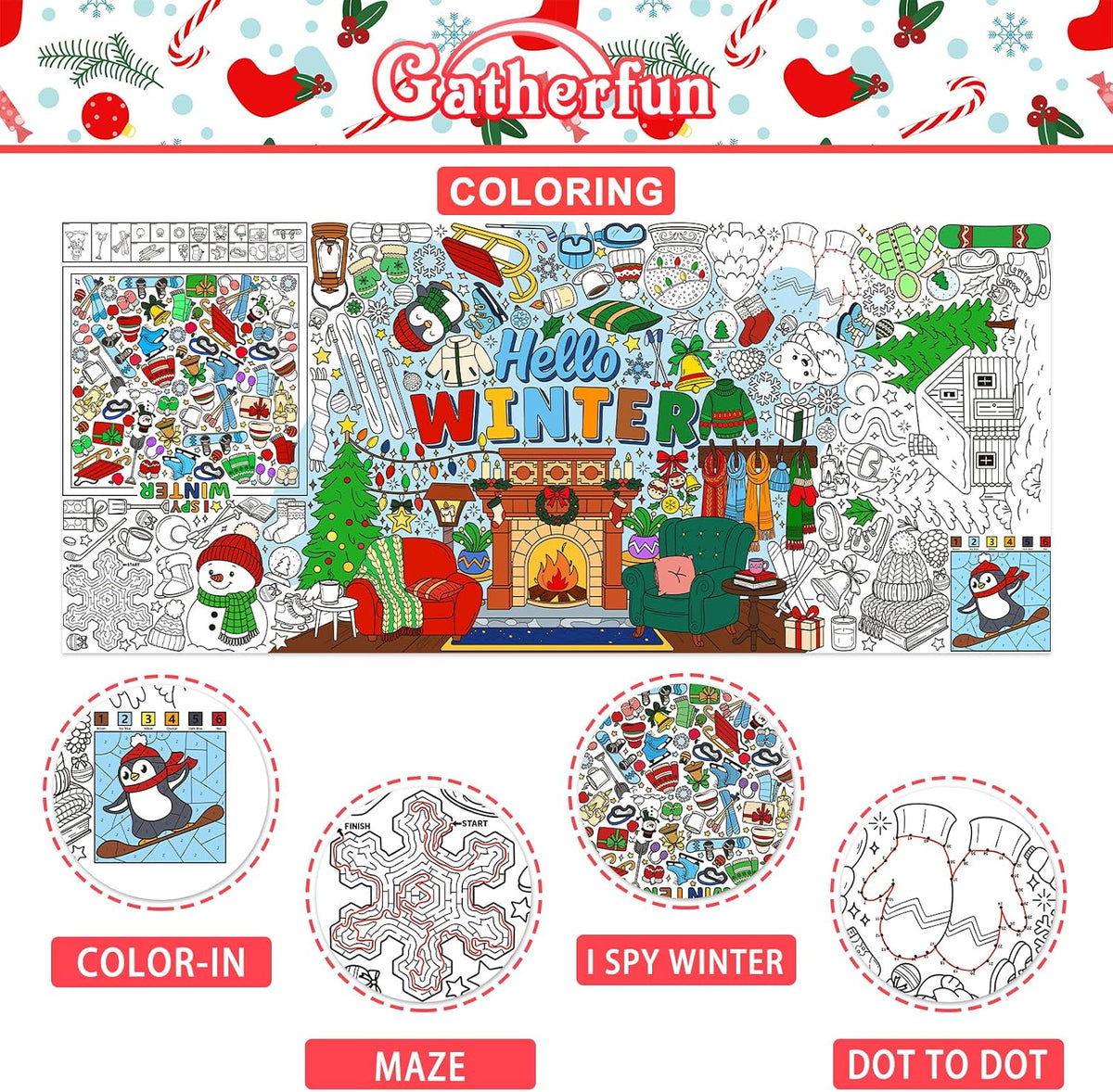 Halloween Activity Poster, Halloween Tablecloth for Kids - Winter - image 2