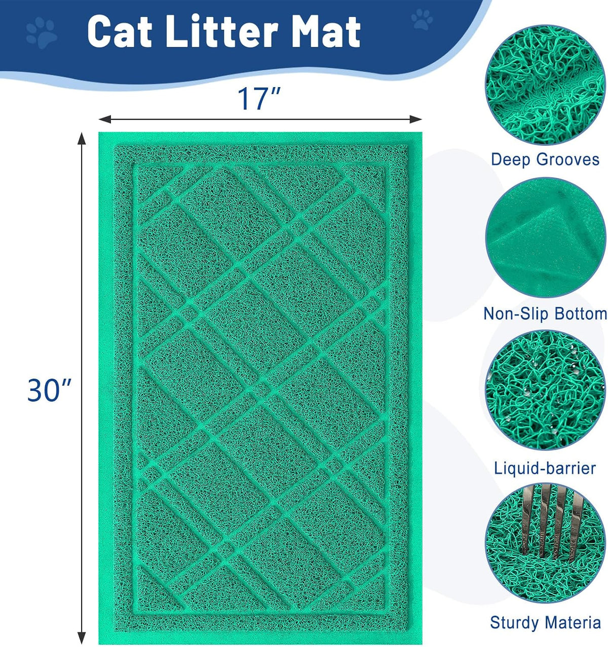 Smiry Cat Litter Box Mat 30x17 - 30x17 / Green - image 2