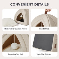 Bedsure 2in1 Cat Beds for Indoor Cats Cave for Kitten with Washable - L(17.3x17.3x17.3) / Beige - image 4
