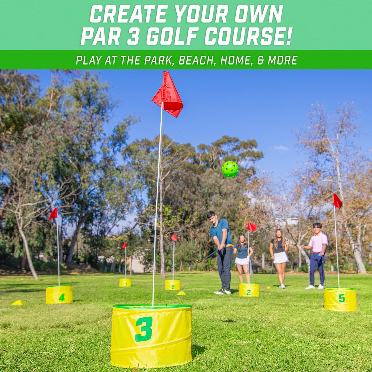 GoSports Yard Links backyard golf game with buckets, flags and oversized balls - view 7