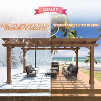 MUPATER 12x14 FT Wooden Pergola, Cedar Pergola Kit with Roof, Outdoor Garden Shelter for Backyard, Deck, Lawn, Pool, Natural