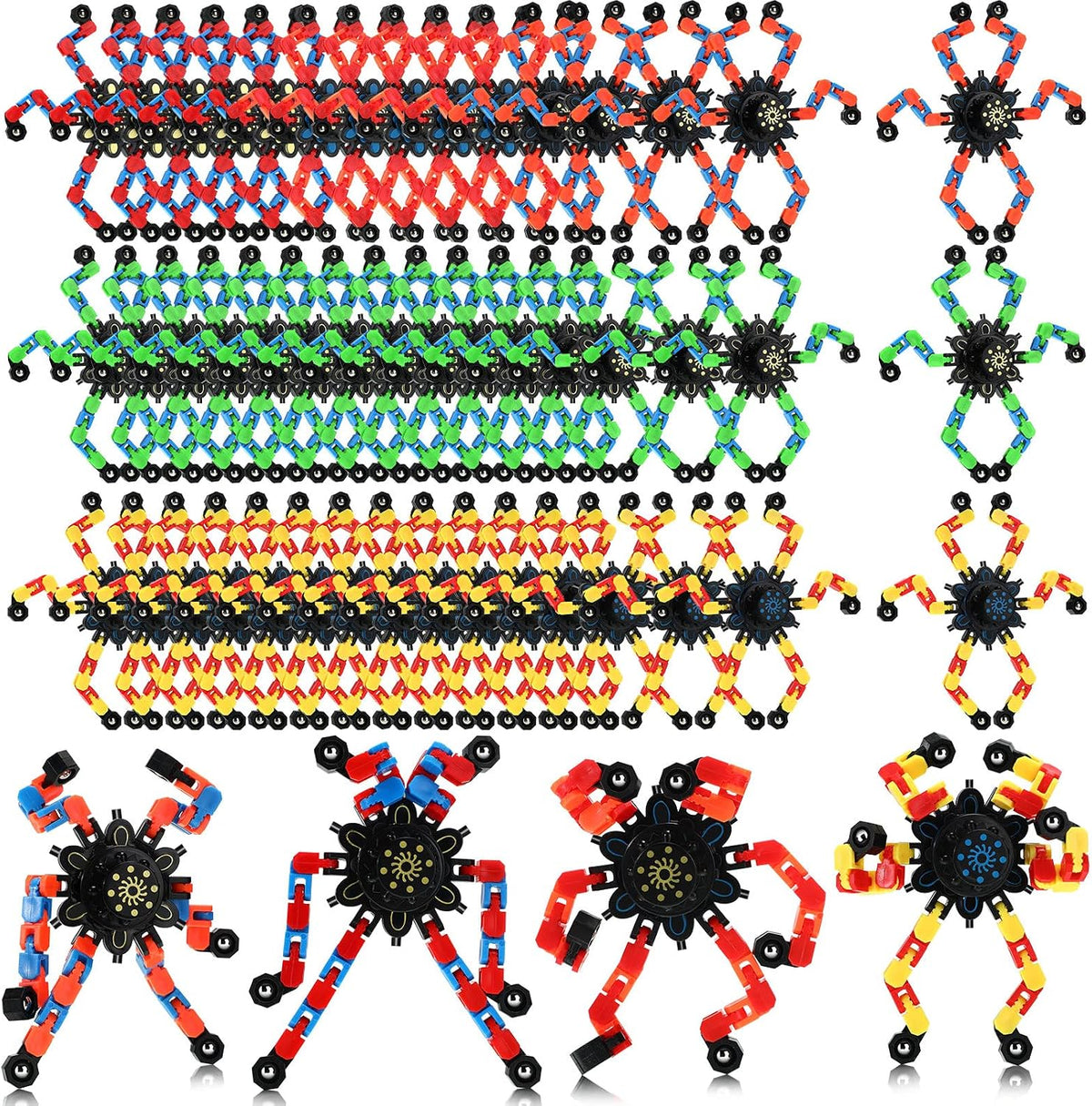 Jerify 40 pack transformable chain robot fidget spinner toys in five bright colors - view 4
