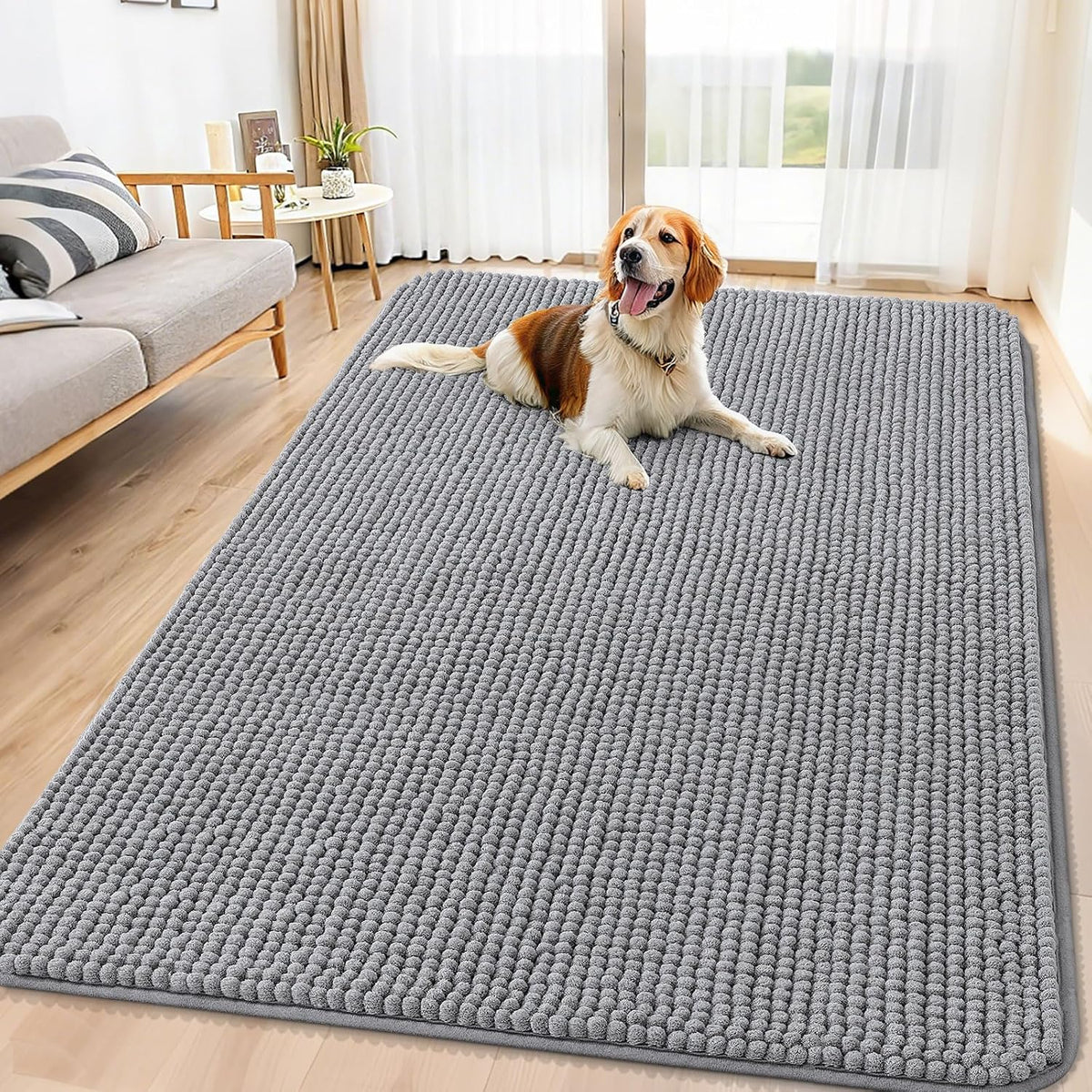Smiry Dog Door Mat for Muddy Paws 30x20 - 71"X46" / Grey