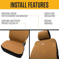 Carhartt Universal Nylon Duck Canvas Fitted Bucket Seat Cover, Durable Seat Protection with Rain Defender, Single, Bluestone
