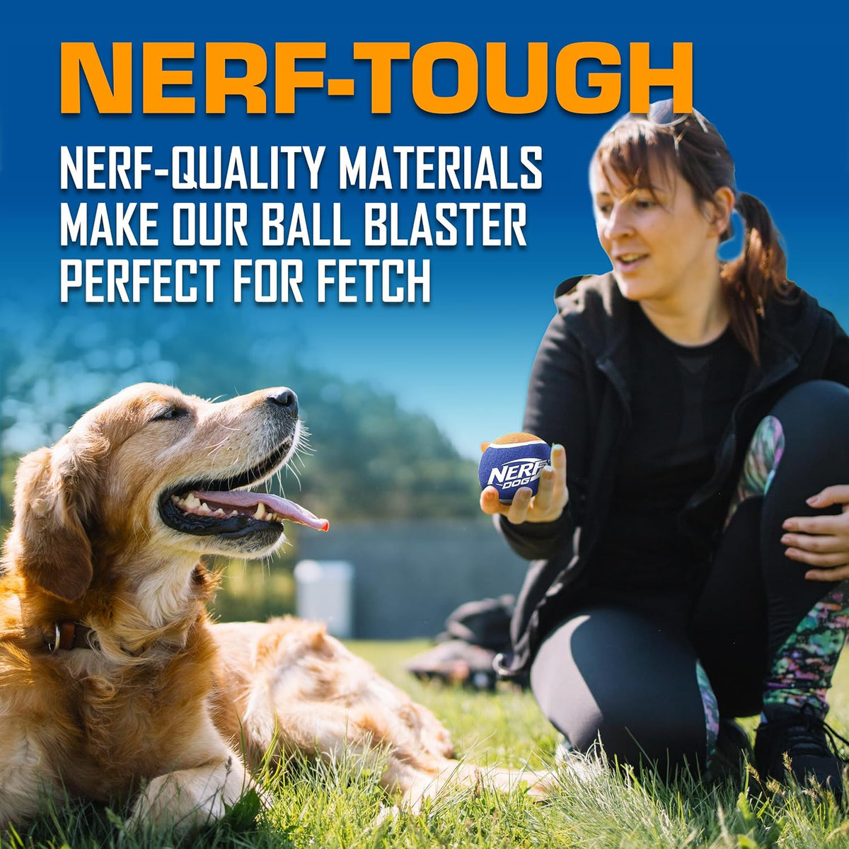 Nerf Dog Tennis Ball Blaster Dog Toy – Essentials for Dogs - 16 in Compact Blaster with 3 Balls / Dog - image 4