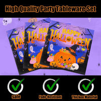 qonimi Halloween plates and napkins set, 75 piece disposable tableware - view 35