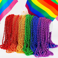 Huskein Bead Necklace, 33" Colorful Mardi Gras Beads Necklaces - Rainbow / 120 - image 4