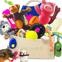 Jalousie 12 Pack Plush Animal Dog Toy - 24 PCs Gift Basket