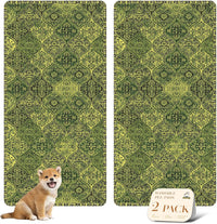 Washable Pee Pads for Dogs, Stylish - 36x72 Inch (Pack of 2) / Green/Multi